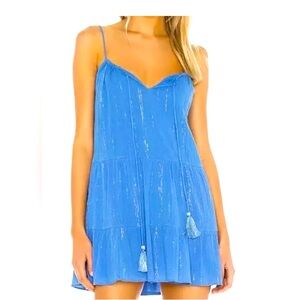 NWT MAJORELLE sz XS Hilo Metallic Voile Dress Tassel Ties